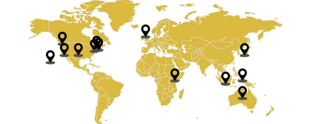 Map of where Brandi's clients come from