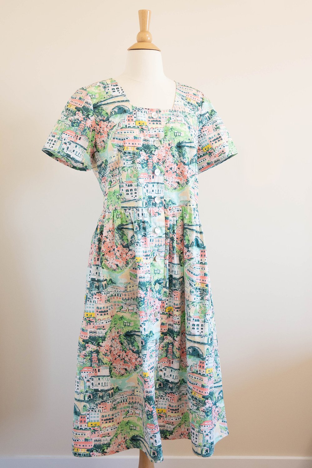 Cotton dress with Amalfi coast print