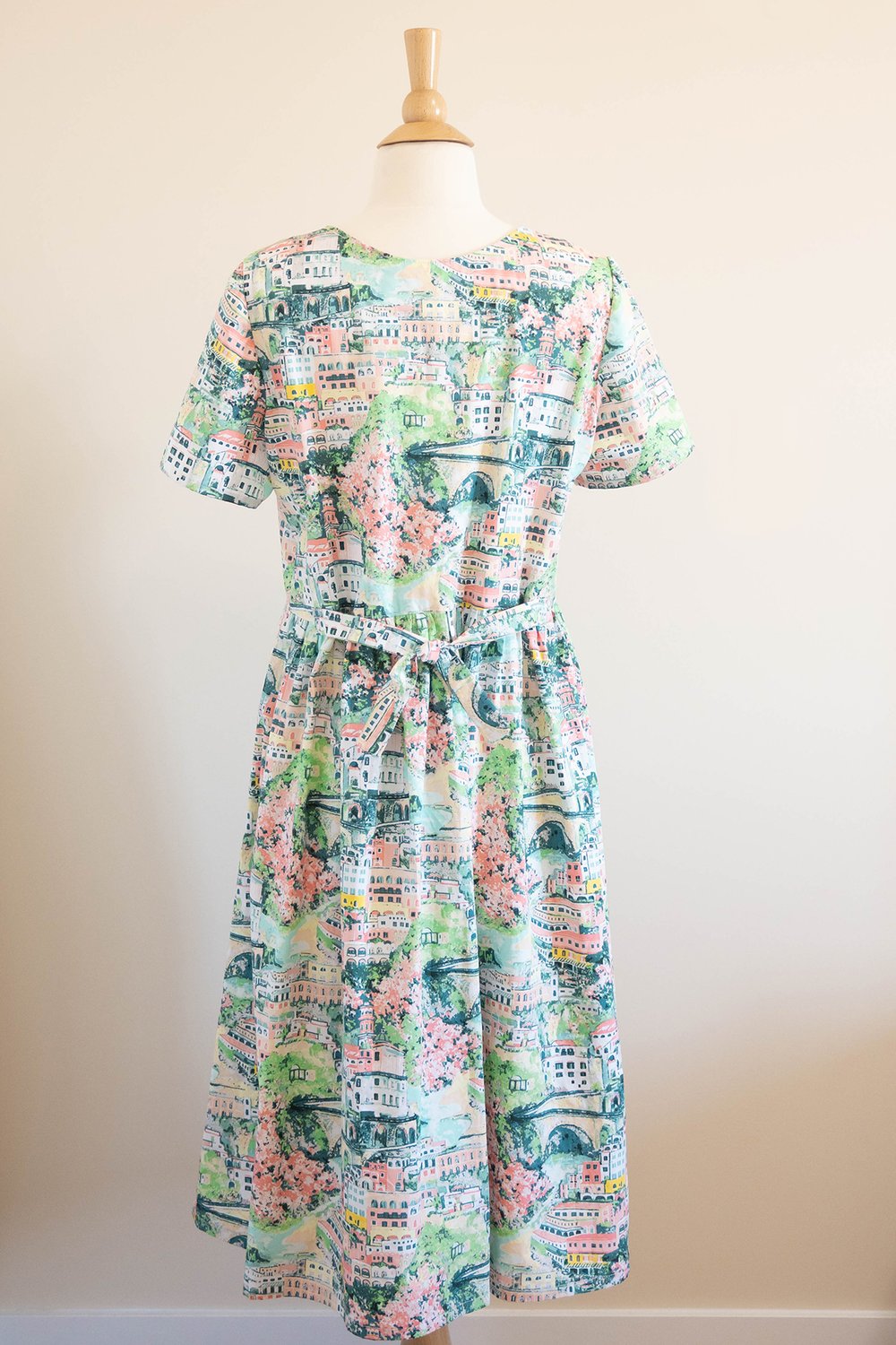 Cotton dress with Amalfi coast print