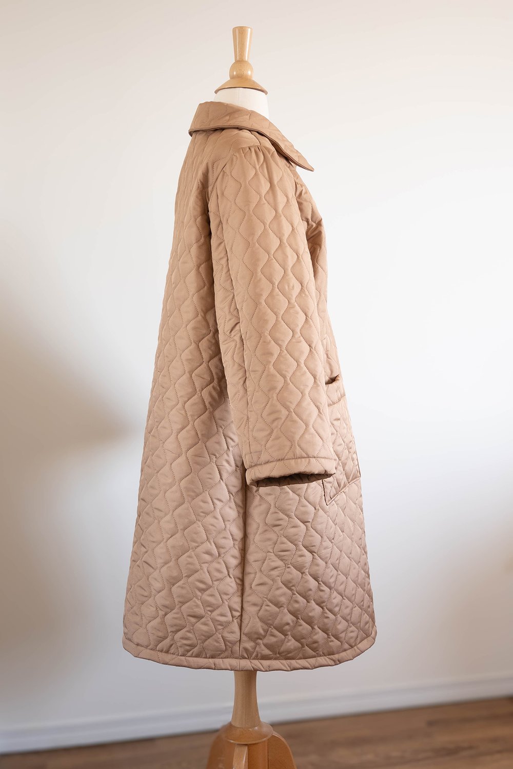 Biscuit coloured quilted coat