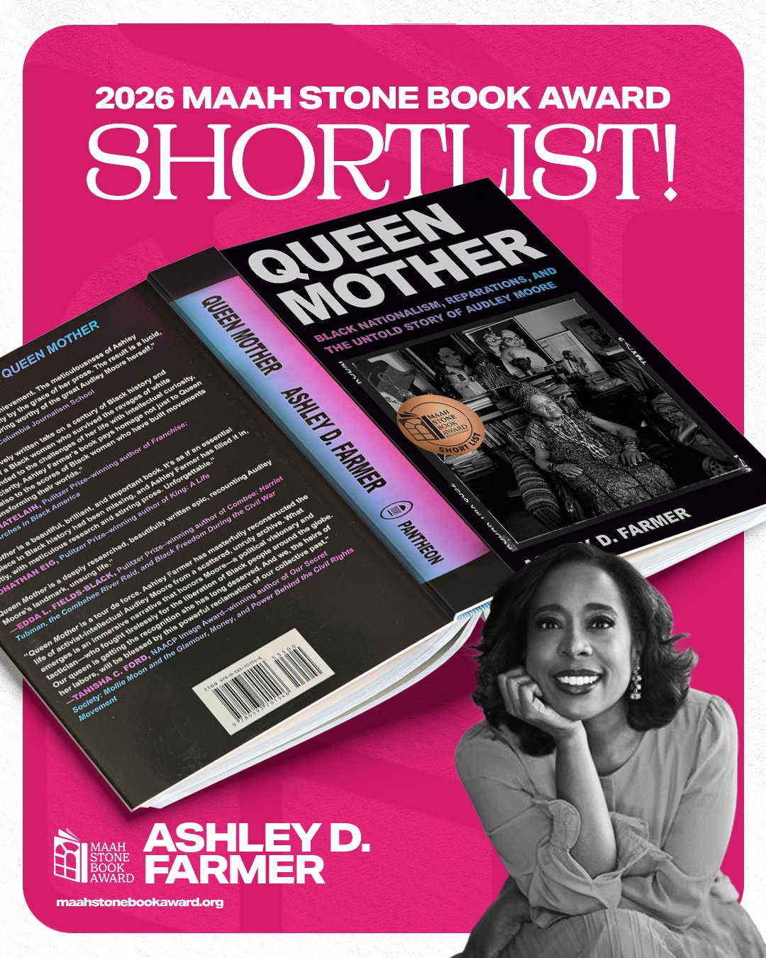 11/14
2026 MAAH Stone Book Award ShortList: 
In the world of Black radical politics, the name Audley Moore commands unquestioned respect. Across the nine decades of her life, Queen Mother Moore distinguished herself as a leading progenitor of Black N
