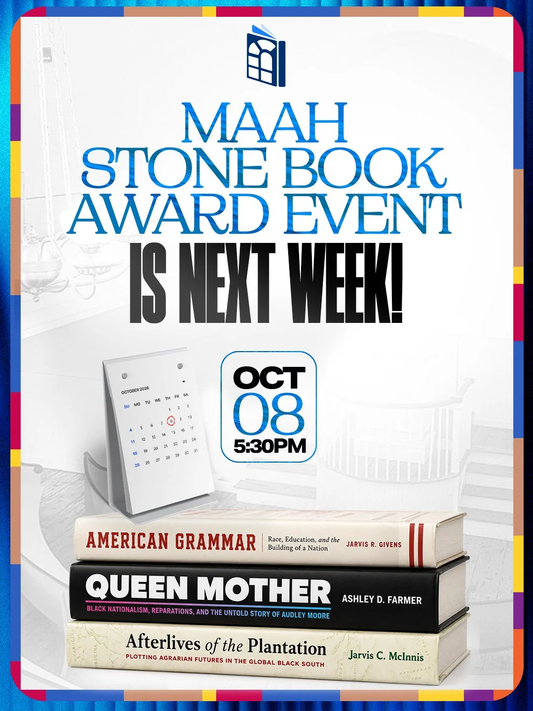 It's hard to believe that the MAAH Stone Book Award Event is only ONE WEEK AWAY!
Have you registered yet? 

Check out our website maahstonebookaward.org or click on the link in our bio to get your tickets today! You can attend both in person or virtu
