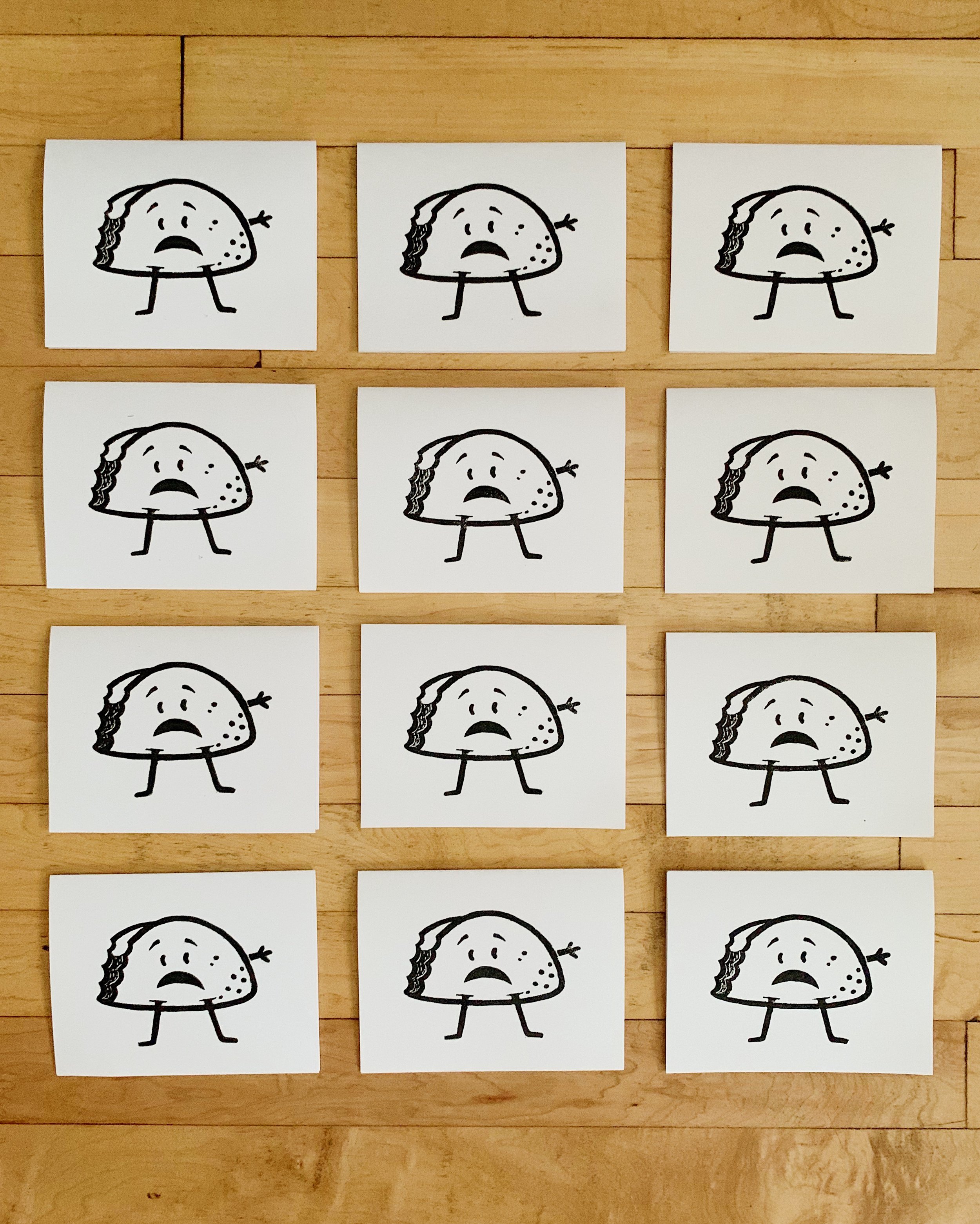 2019 Custom Design and Hand Block Printed Taco Cards