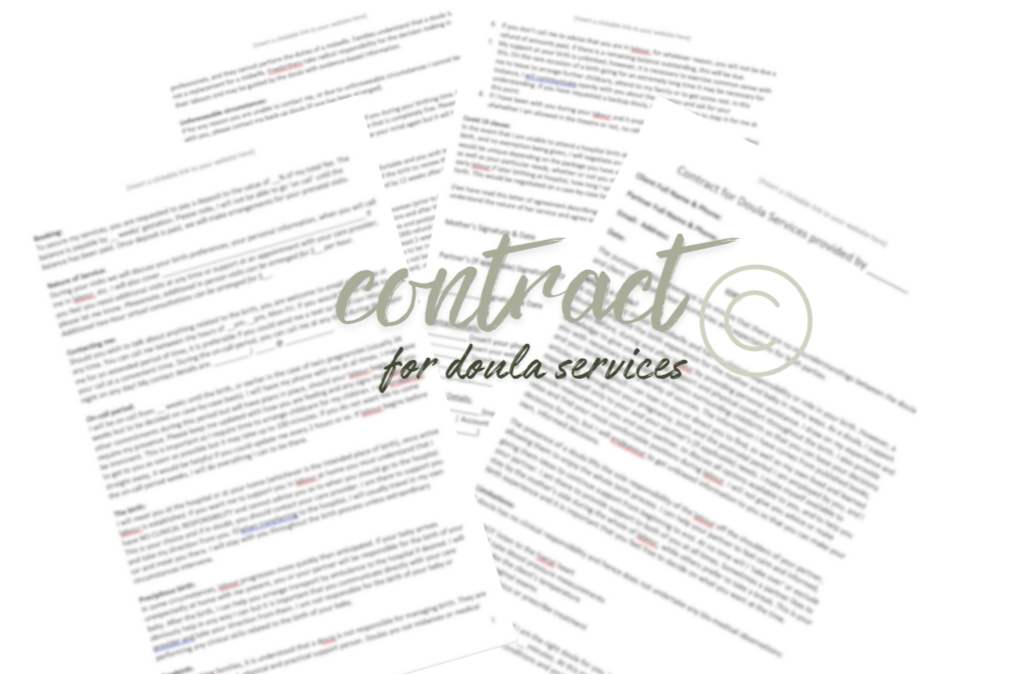doula contract template mockup