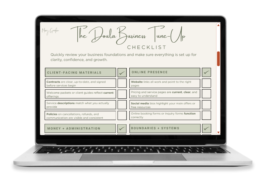 Doula Business Tune-Up Checklist