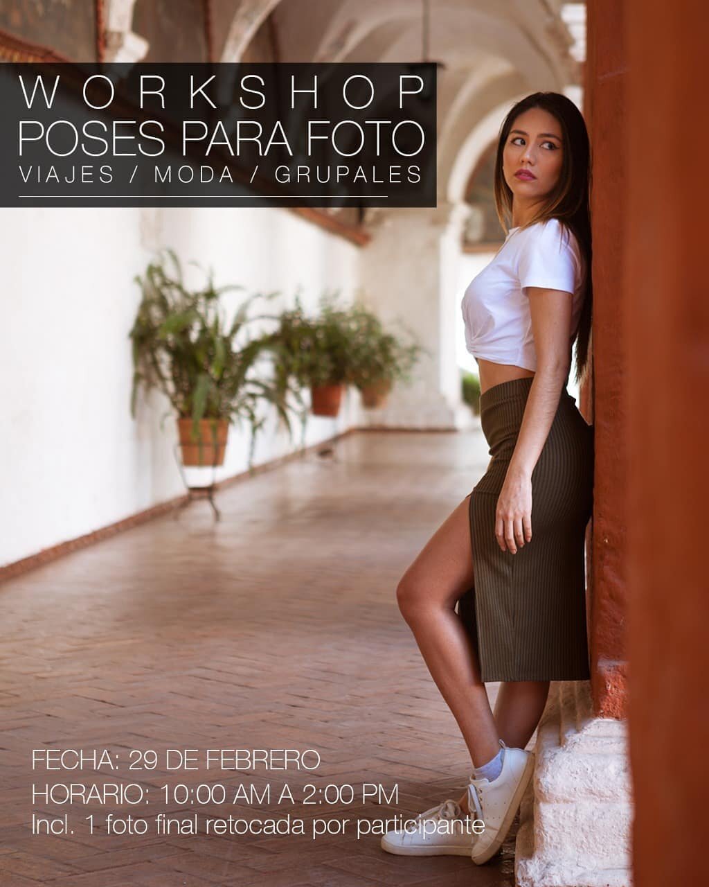 WORKSHOP DE POSES PARA FOTO

Quieres aprender a salir mejor en tus fotos? 
En este taller aprender&aacute;s a POSAR seg&uacute;n TU cuerpo, no solo poses generales. Aprender&aacute;s a como conocer TUS mejores &aacute;ngulos y as&iacute; utilizar las