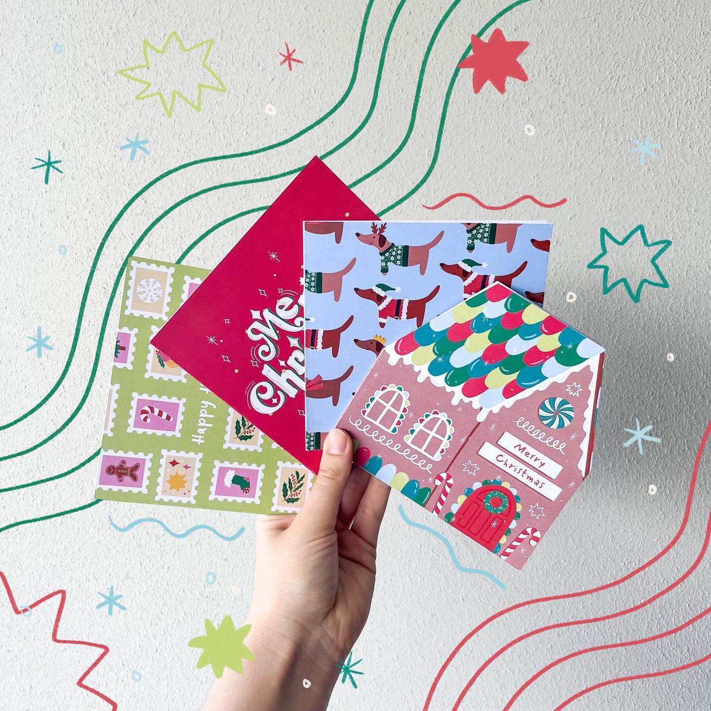 ho ho ho christmas cards are here!! ✨🎄
I&rsquo;ve got four designs and this year I won&rsquo;t be selling them on my Etsy, I&rsquo;ll only be selling them in person but I&rsquo;m more than happy to arrange shipment if you would really like some, jus