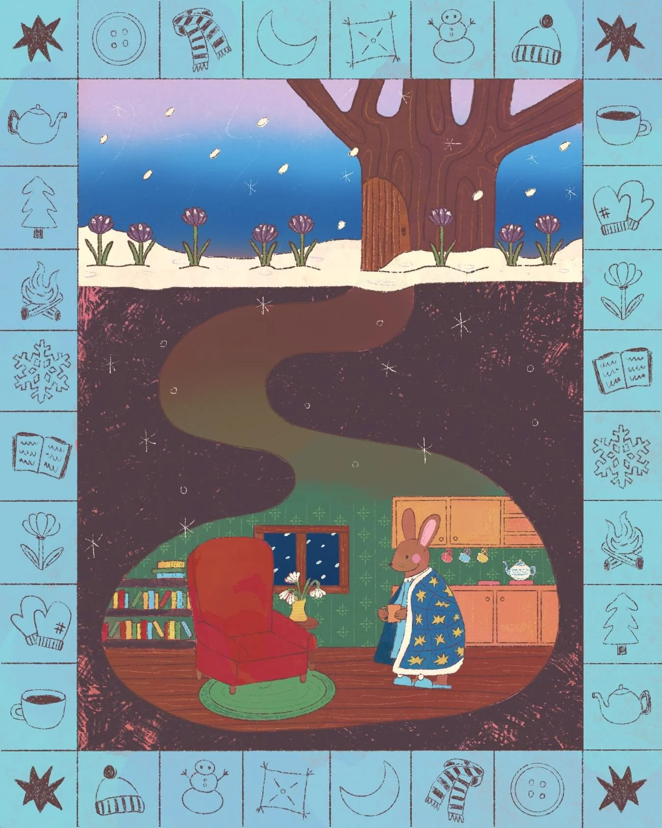 #FebruaryFrost26Week3
Crocus &amp; Frost ❄️✨ﾟ･*☆

It&rsquo;s a chilly and frosty morning but inside Bunny&rsquo;s burrow it&rsquo;s toasty and warm 🥰

Thank u to all the lovely hosts for creating / hosting this challenge (&deg;◡&deg;♡)
-
-
-
#februa