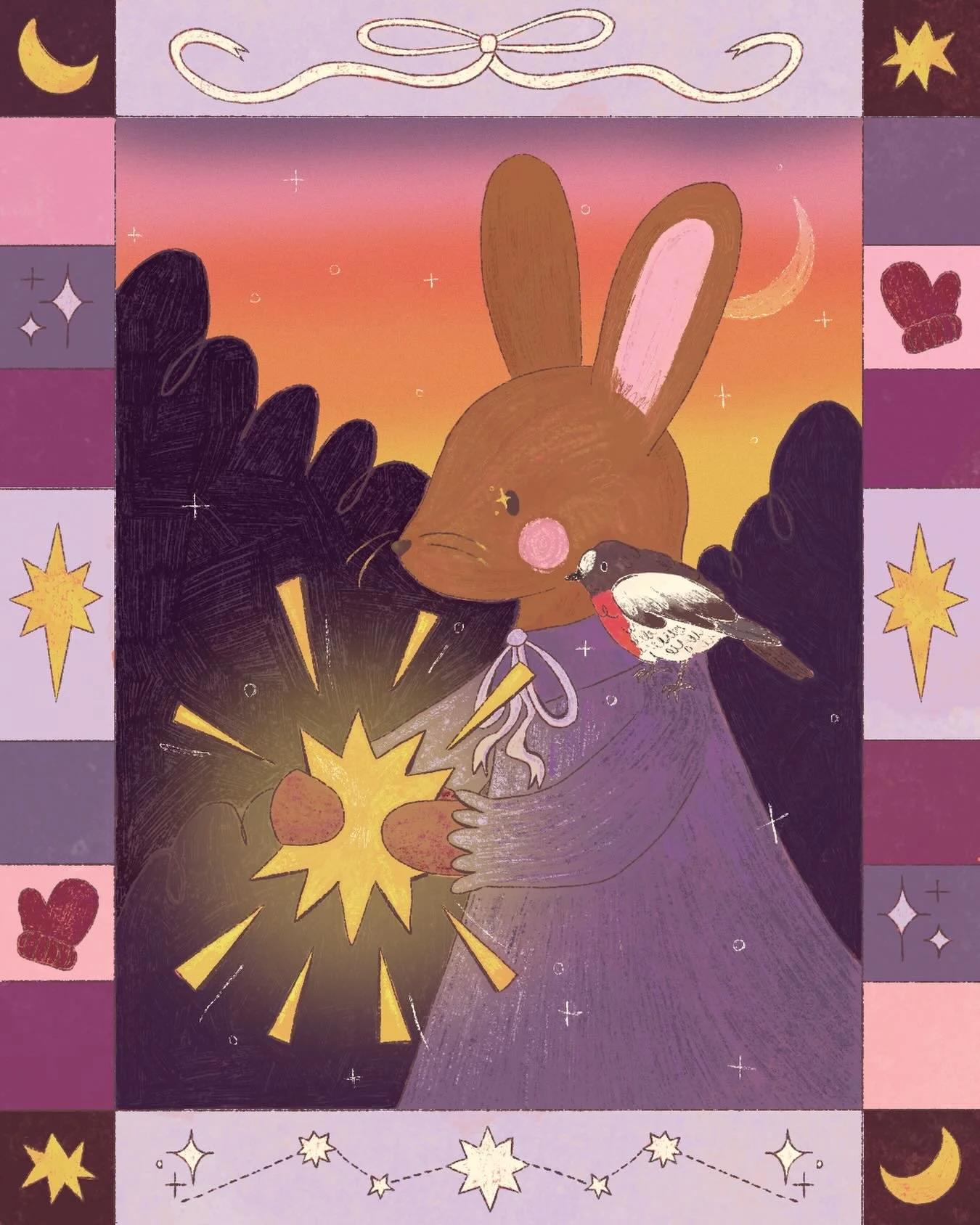 #FebruaryFrost26Week4
Sparkling &amp; Robin 🐦&zwj;⬛✨ﾟ･*☆

My final piece for #februaryfrost26 !!
I think this might be my favourite colour palette from the whole challenge ! 

Thank u to all the lovely hosts for creating / hosting this challenge (&d