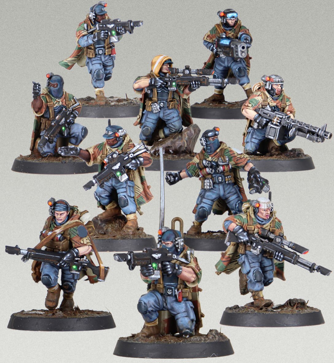 Dusted off the commission brushes with a run at these awesome Spectre Squad minis! 🥷🏼

Splinter camo and Krieg fatigues made for a great fun project! I&rsquo;d already been tempted to get these for myself so was a blast painting them up.
And I&rsqu