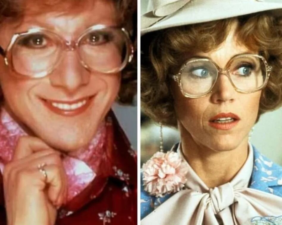 Am I the only one who sees this?! We've talked about 9 to 5 (episode 18), should we talk about Tootsie next? I'm intrigued to see how it stands up today.

ID: picture of the character Dorothy Michaels from Tootsie on the left and Jane Fonda's Judy Be