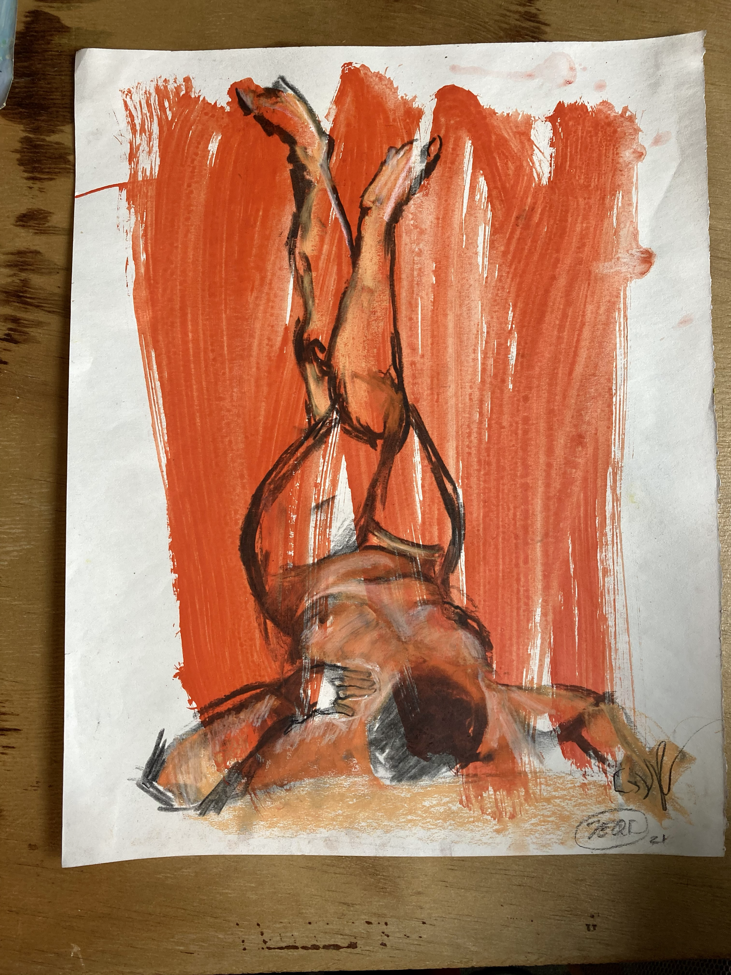 'Orange lady #2' A4 life drawing. $180