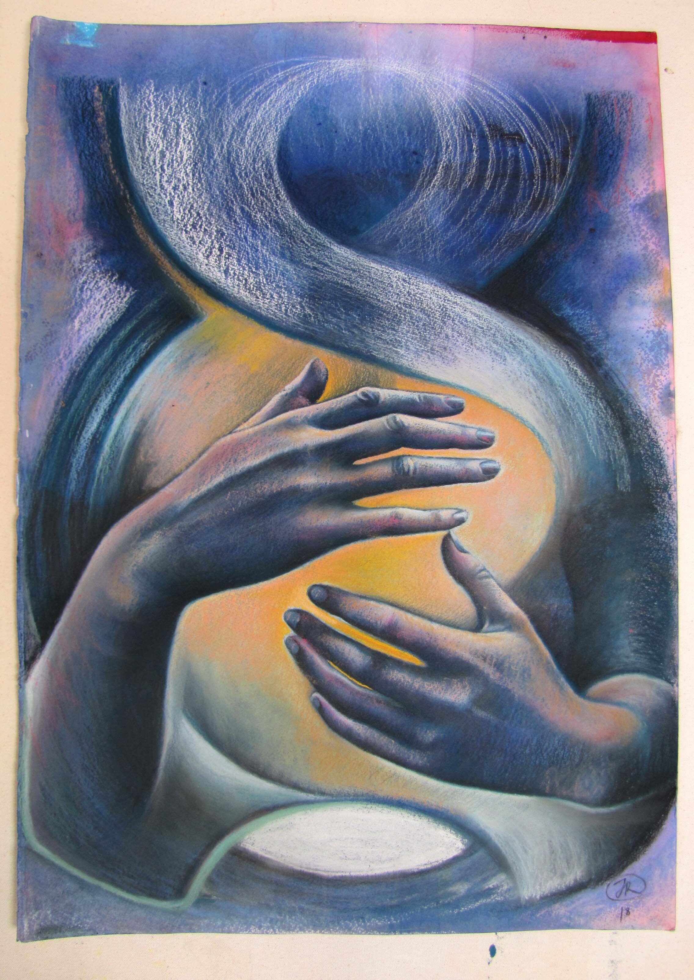 "Tahuaroa" - "The ocean that heals" Pastel on Fabriano paper. Unframed. 2017. 700 x 490 mm. $580