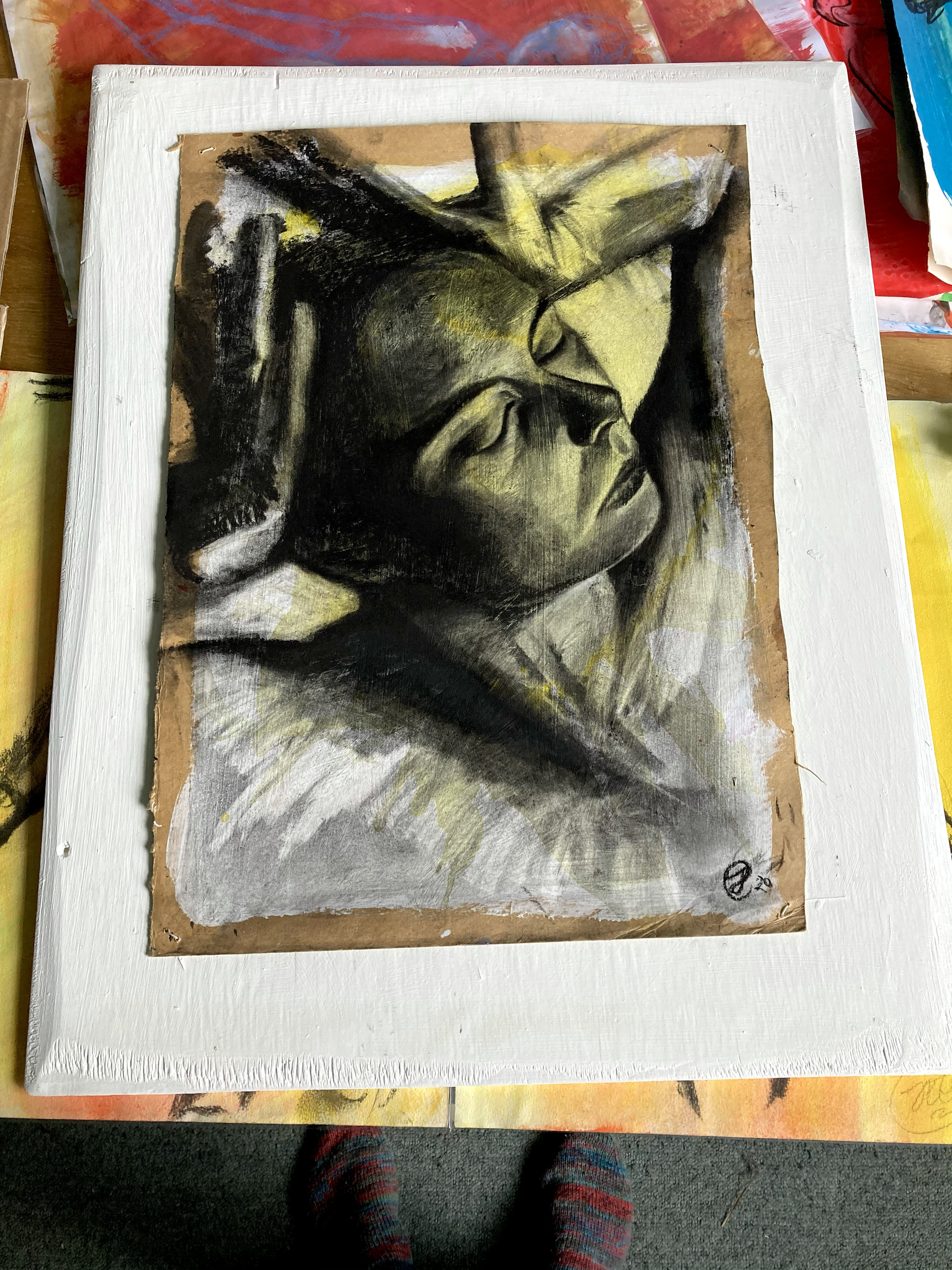 'Yellow' mixed media drawing on dressmakers paper. $180