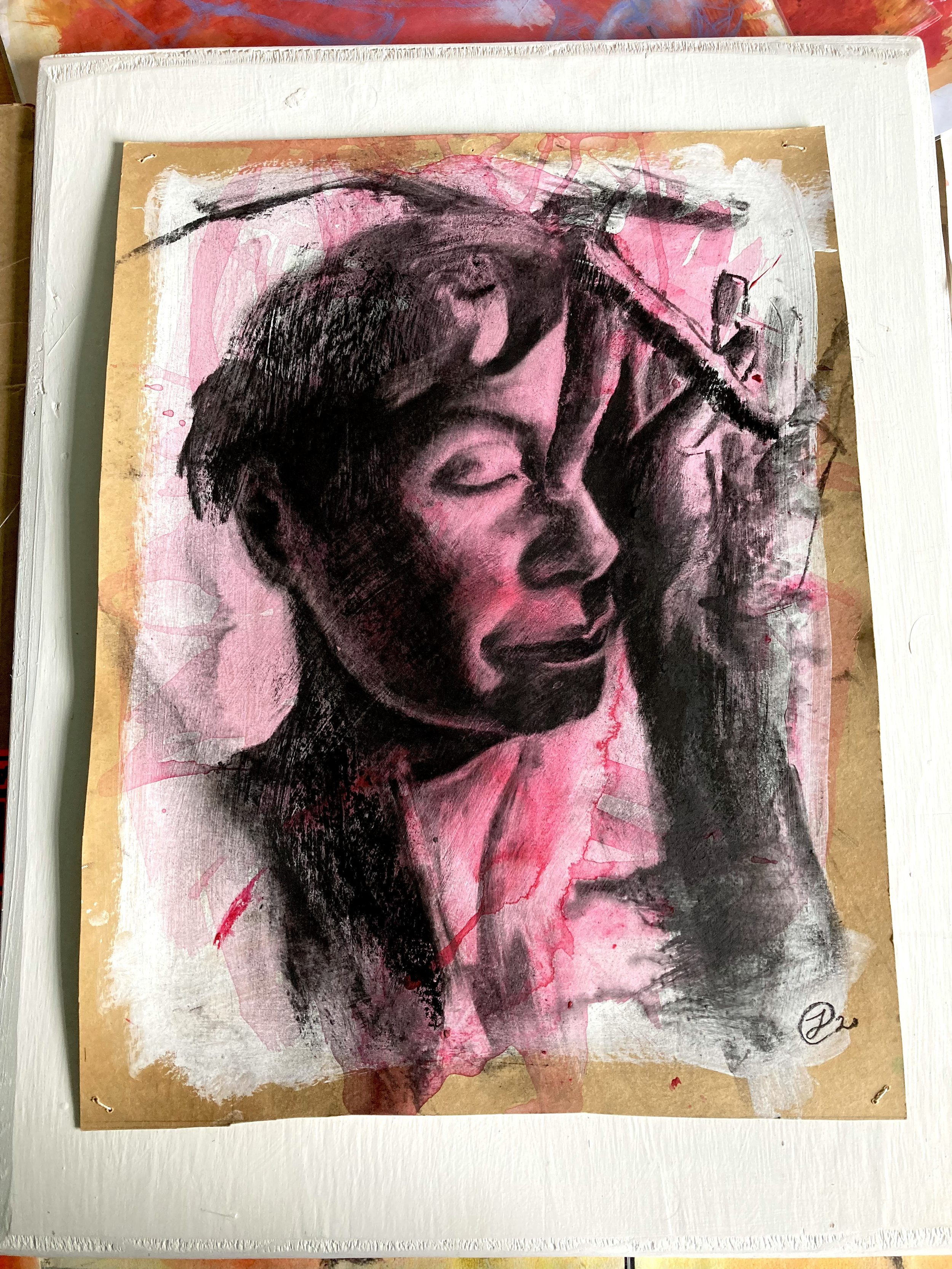 'Pink' Mixed media drawing on dressmakers paper. $180