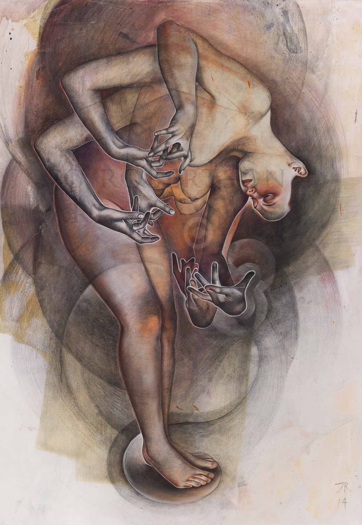 'Becoming' mixed media drawing on canvas 2014. 1305 x 1790 mm $12,000