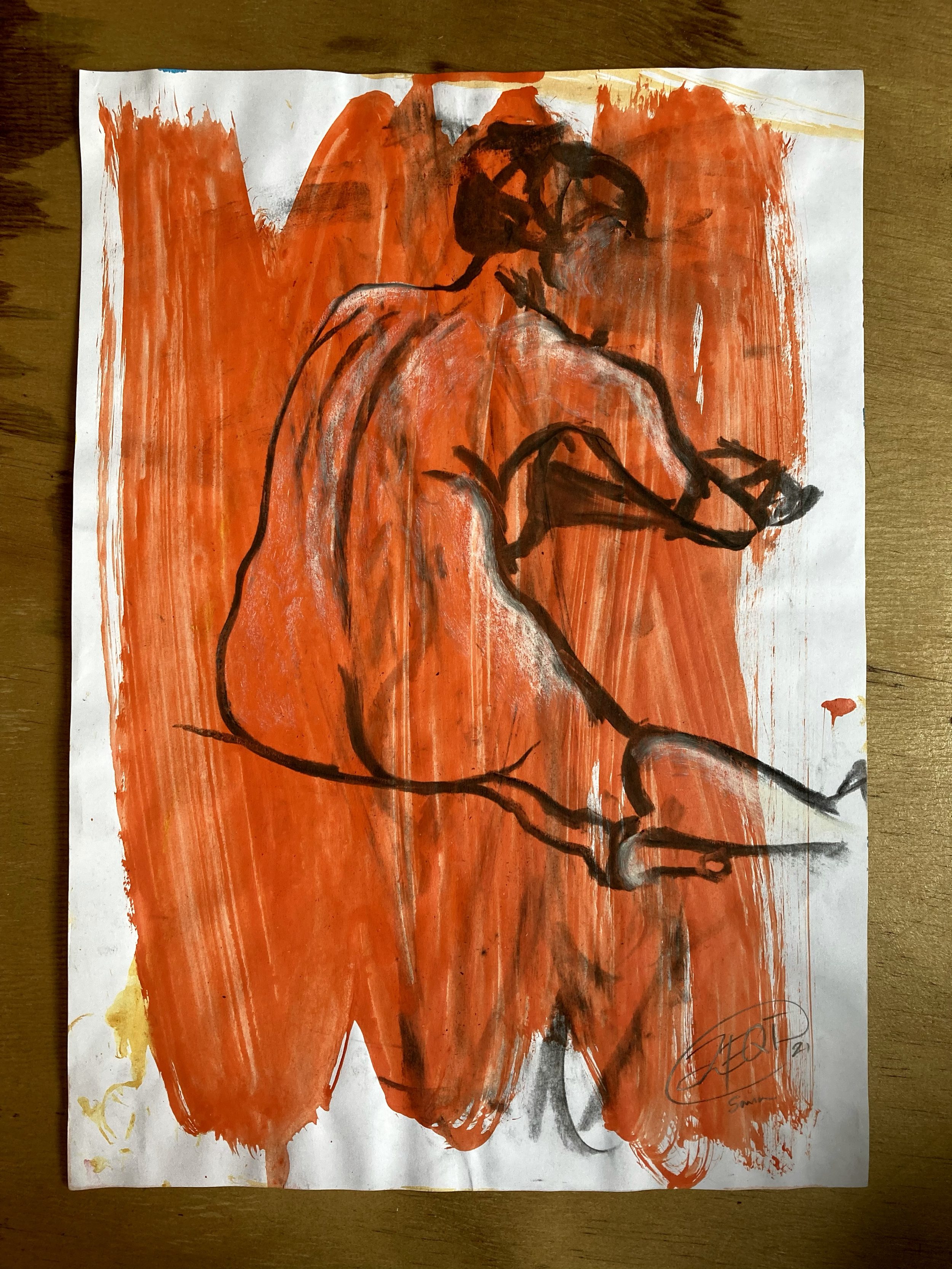 'Orange lady #1' A4 Life drawing. $180