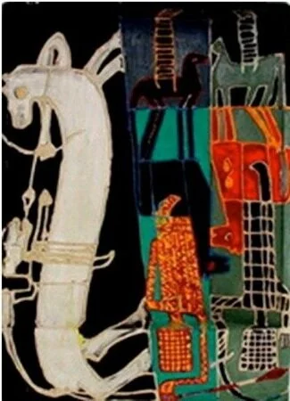 Effat Naghi, Sagittarius, Mixed Media on Panel, 104.8x74x11.5cm, 1961.