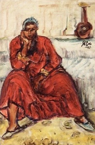 Salah Taher, Falaha, Oil on Cardboard, 55x36cm, 1941.