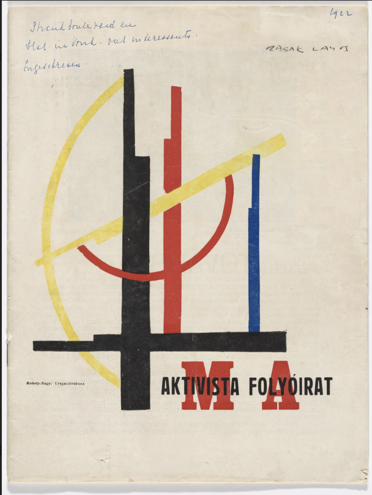 László Moholy-Nagy Ma: Aktivista Folyóirat, vol. VII, no. 5-6 1922