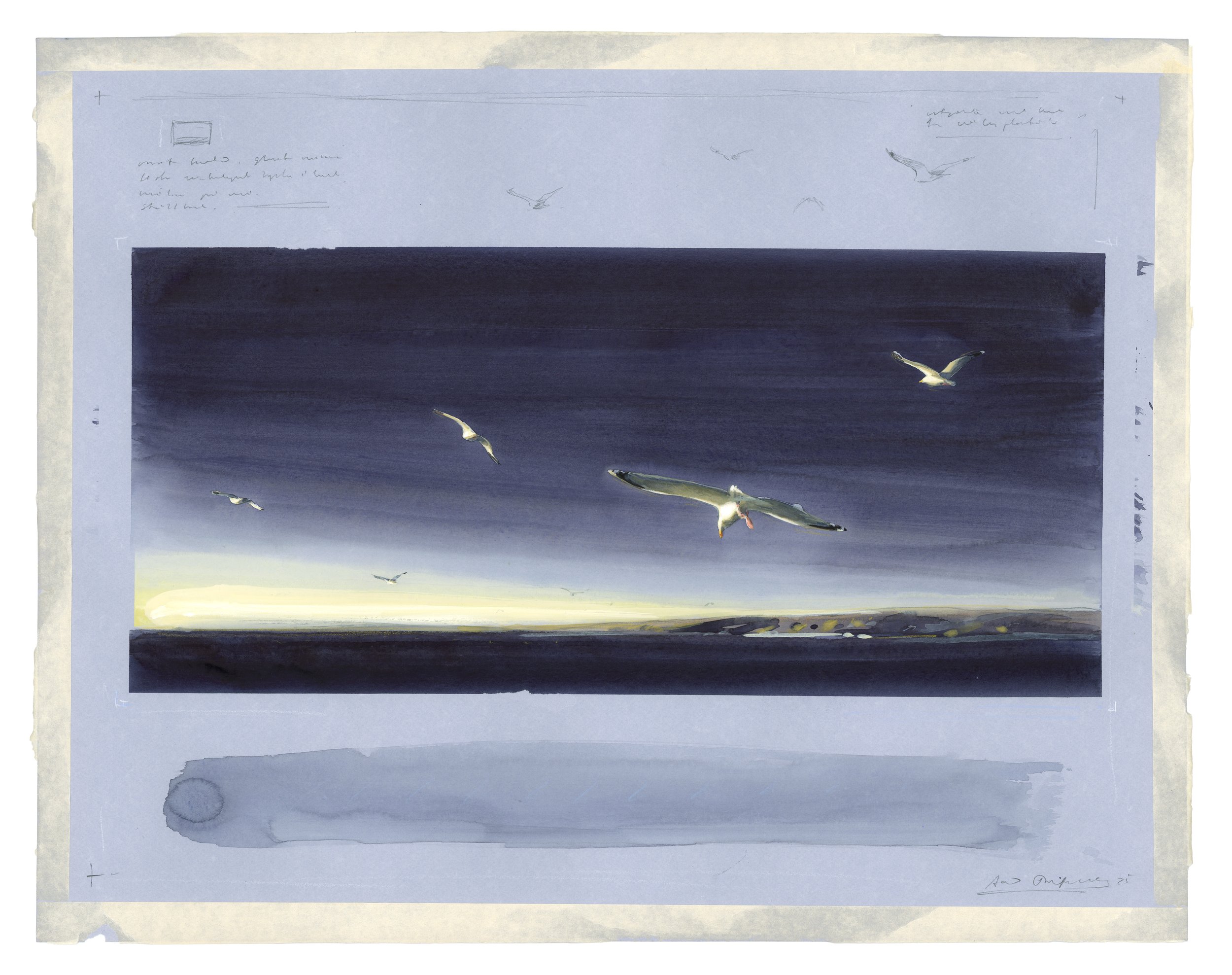 "Flight" 2025

Watercolor and gouache on toned paper
50x64 cm