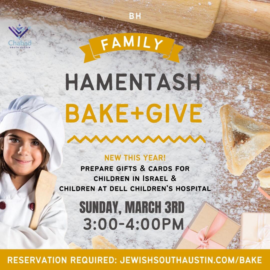 A fun, wonderful experience, and help put a smile on the faces of those who need it most.

We are excited to invite you to the annual ✨Family Hamentash Bake + Give!✨

Children will have the opportunity to create and customize their own Hamentashen fr