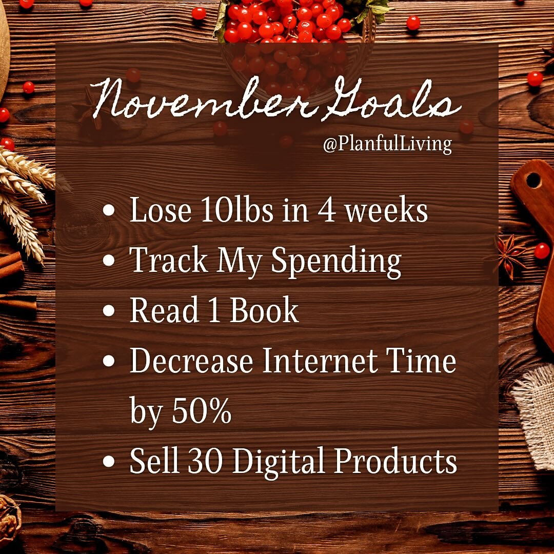 Hey Everyone 👋🏾 

In November, I have planned to focus on my wellness and wellbeing.  Here are my goals for the month.

Do you have any goals you would like to achieve in November? 

Comment and let me know. We can hold each other accountable.

#No