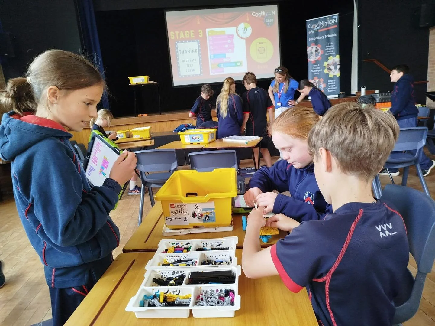 Children take part in a LEGO Robotics STEM school workshop with Cognition Learning.