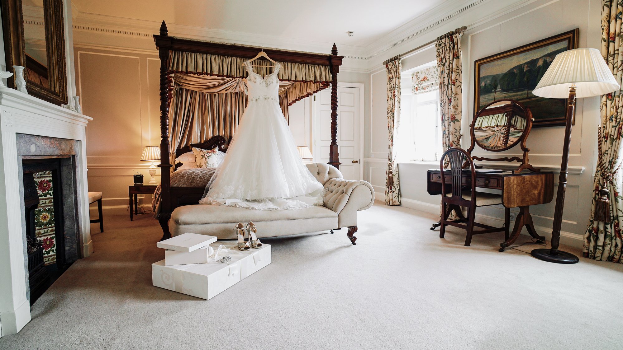 The amazing Dewhurst Bridal Suite at Pentillie Castle in Cornwall by Charlotte Dart Wedding Photography.jpg