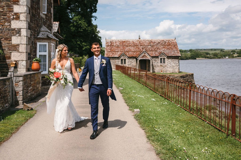 Riverside weddings at Pentillie Castle, a luxury country house venue on the banks of the river in Cornwall. By Freckle Photography.jpg