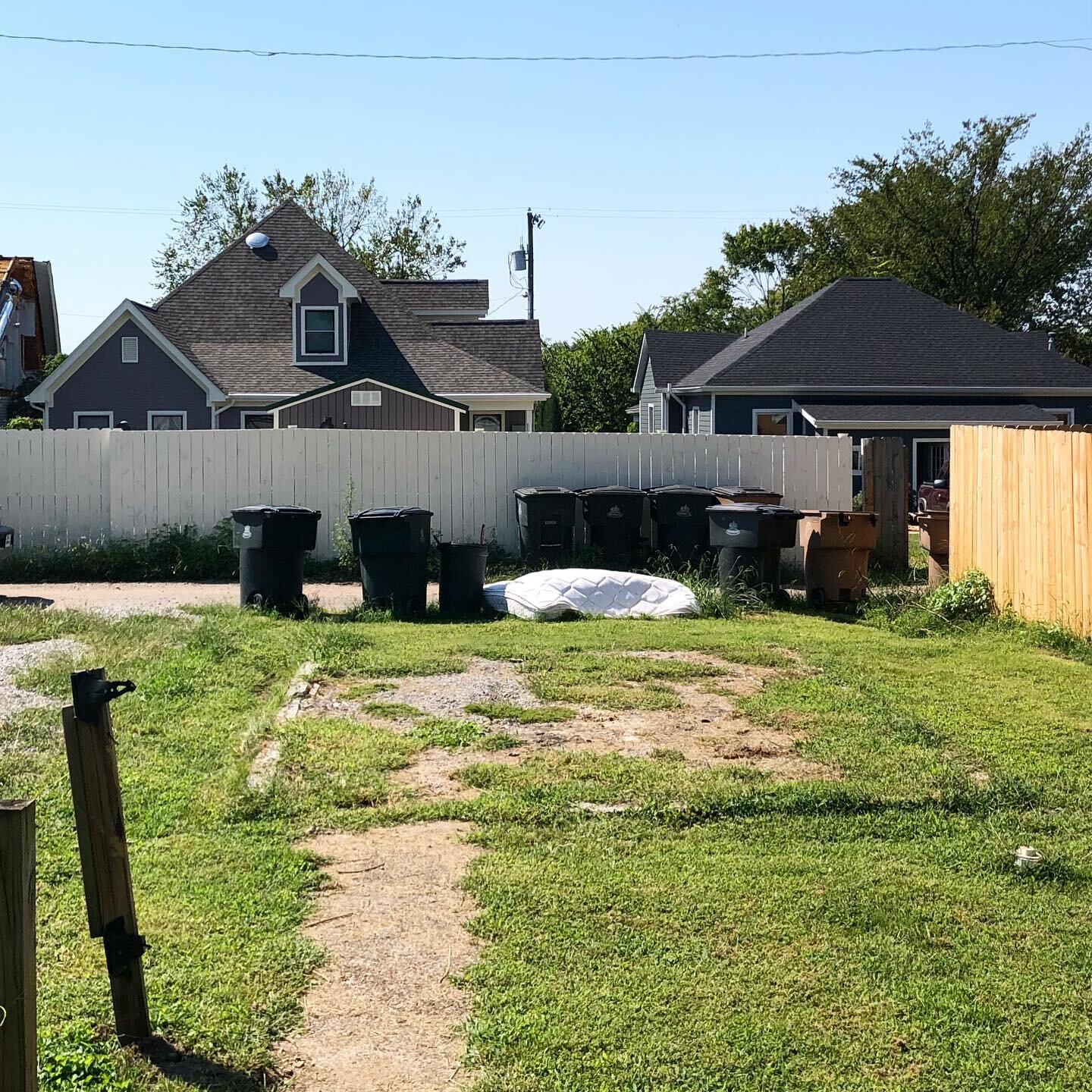It&rsquo;s okay if your yard looks like this because we&rsquo;ll make it look so much better. #fence #garport #privacy #concreteslab #bookonline #eastnashville #nashville #parking #garportscom