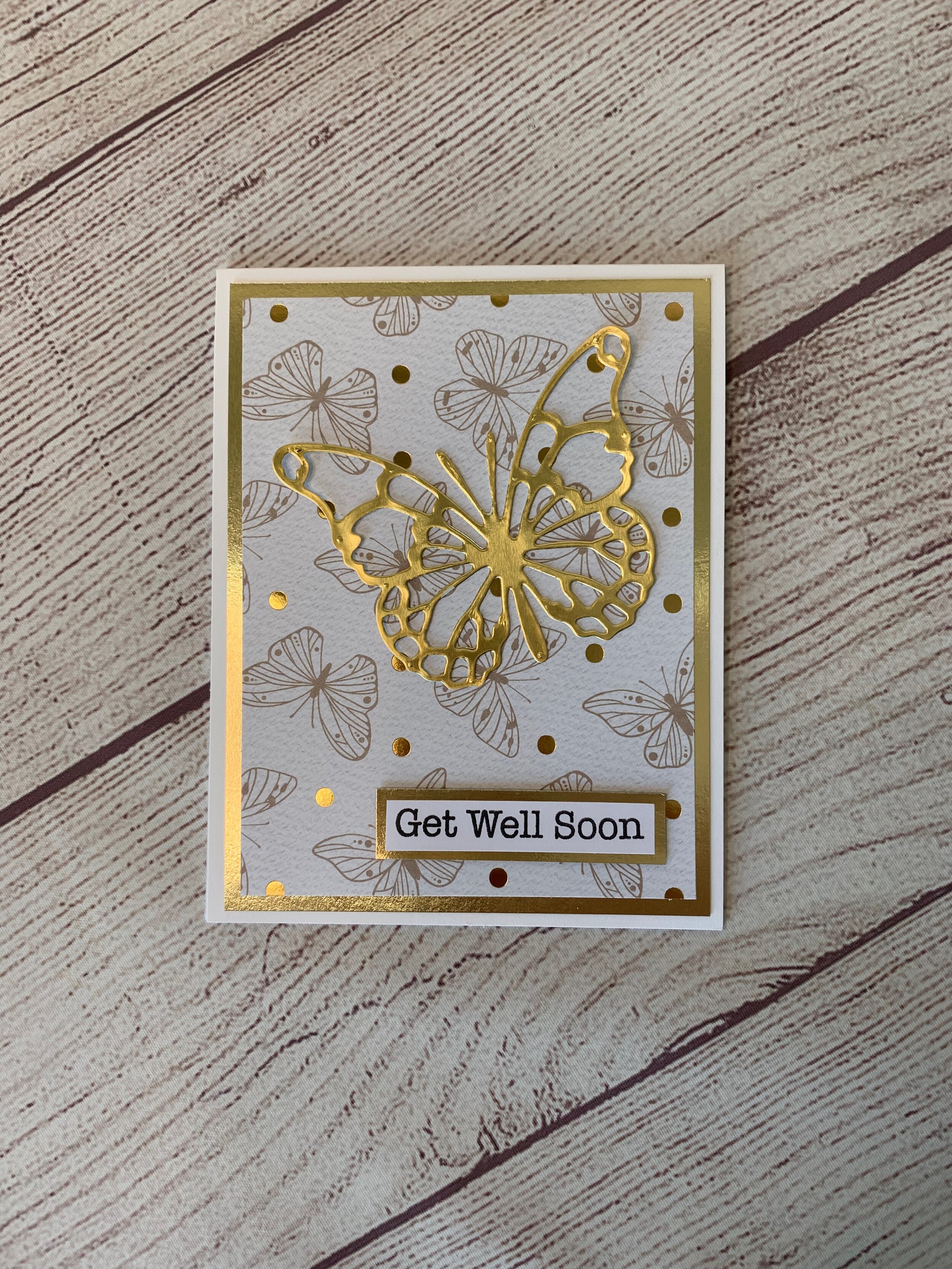 Get Well Soon - Metallic Butterfly (large) - Single Card