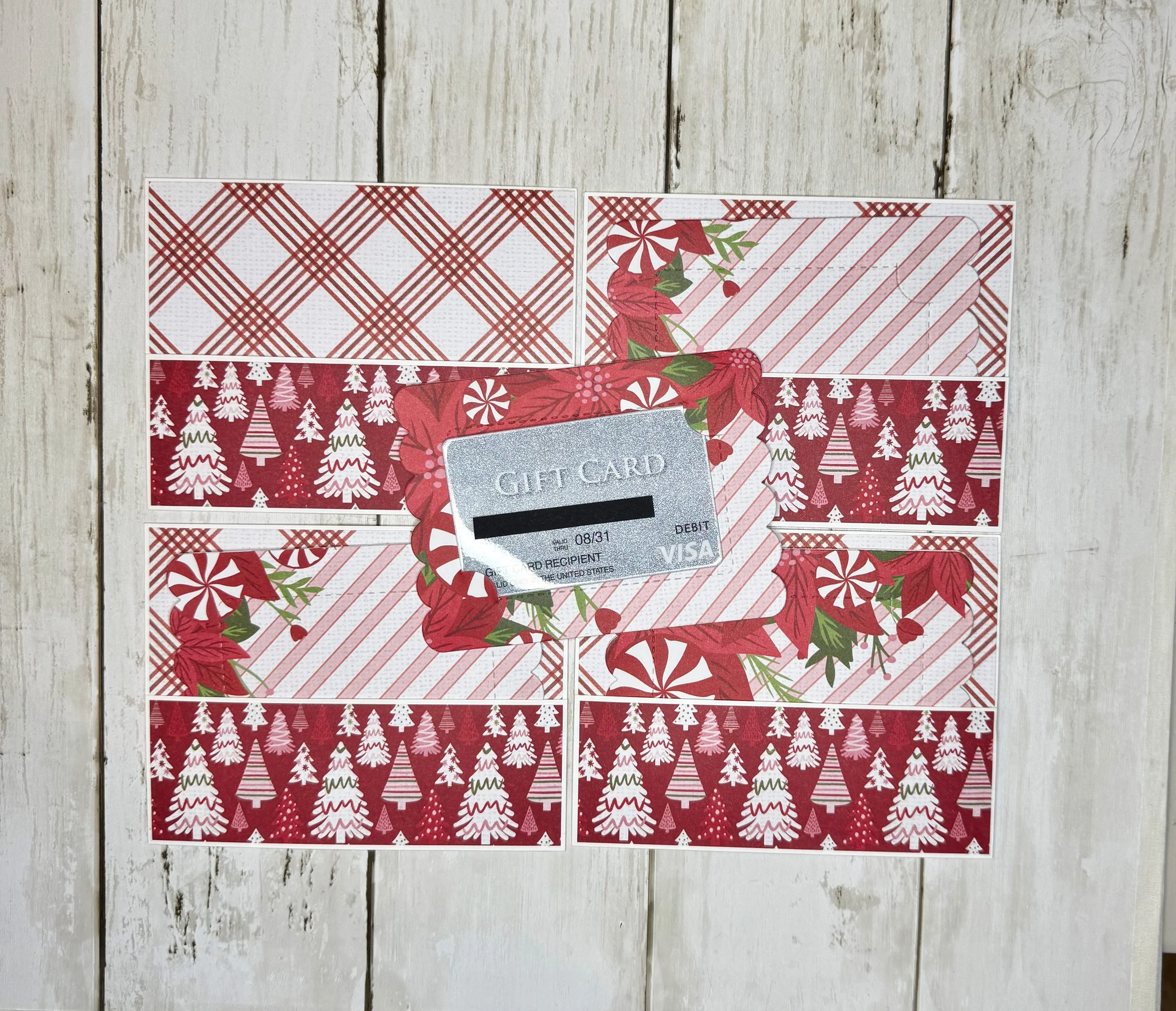 Decorated Christmas Trees - set of 4 gift card holders