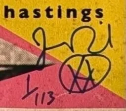 Jamie Reid had written signature edition number 1 of 113 with shamanic glyph drawing in blue pen its only paper