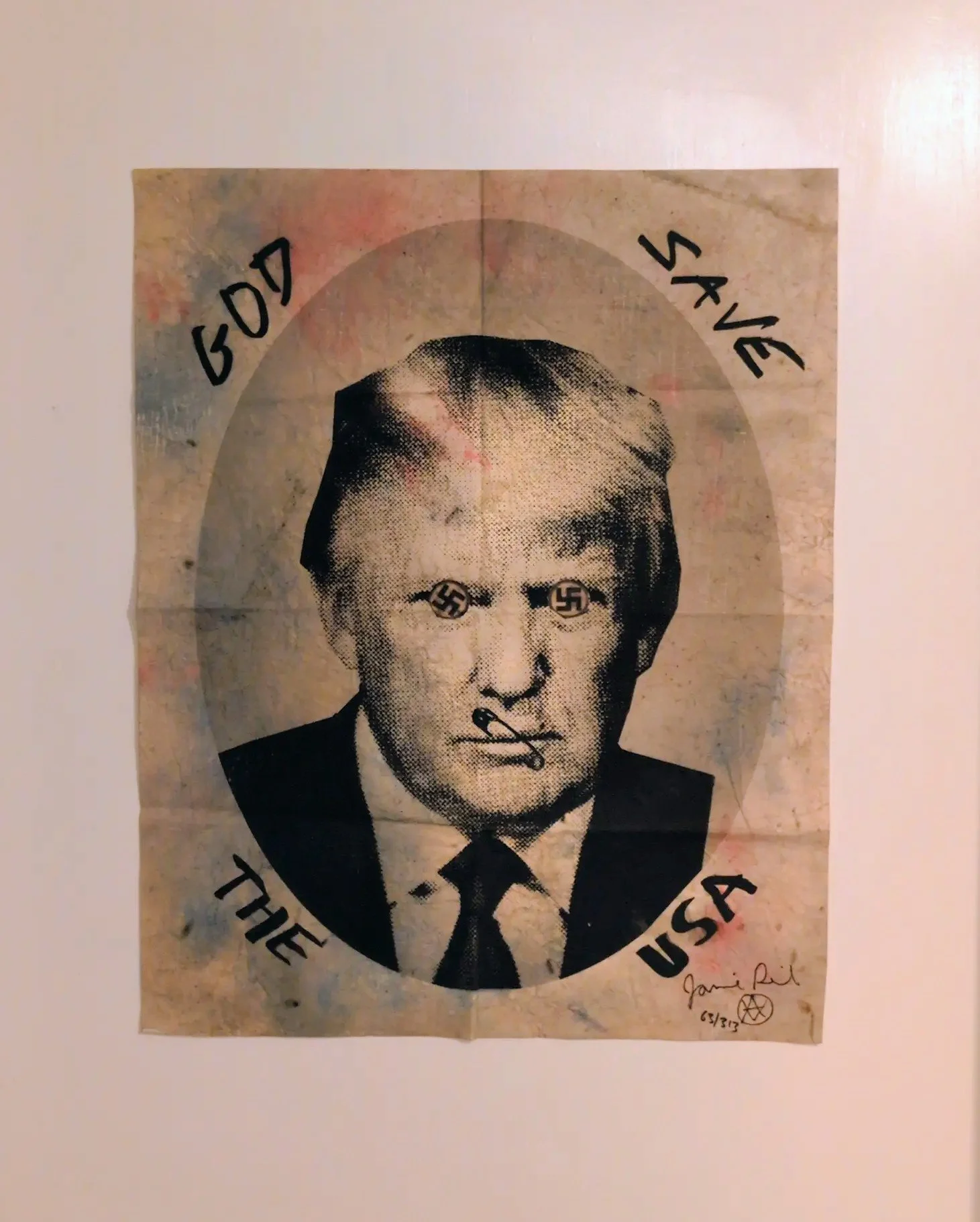 Full image "God Save The USA" by Jamie Reid signature, edition and Glyph drawing bottom right.