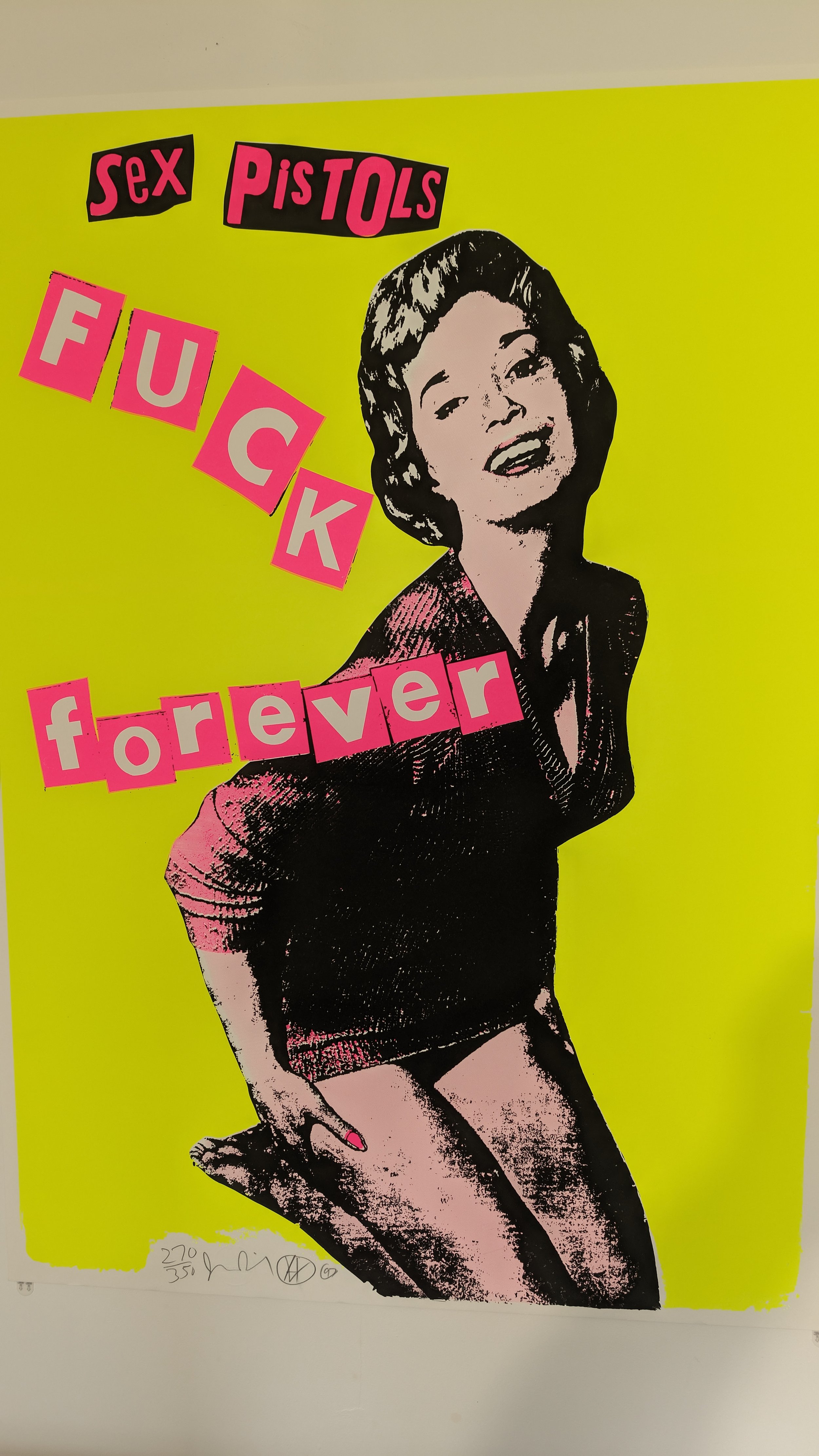 1997 silk screen print fuck forever by the late great Jamie Reid signed dated blind stamped