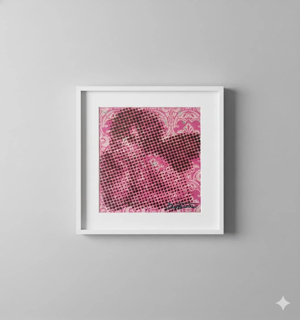 2 tone painting spray paint and stencil of a Cherub or Angel in contemplation and thought. Signature of the artist in stencil and spray paint bottom right.jpg