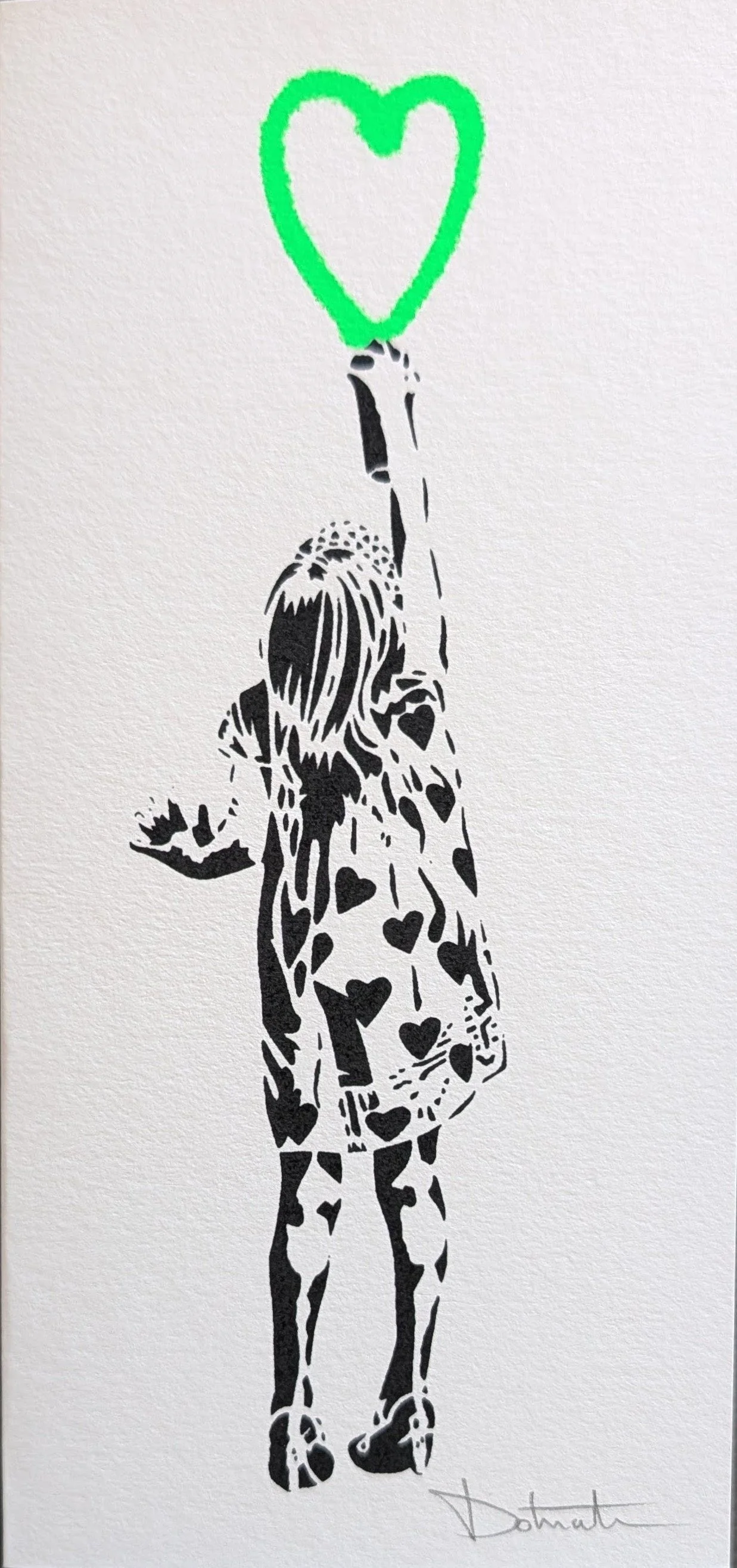 Our young vandal indigo captured spray painting a love heart by The dotmasters 2 colour signed serigraph its only paper