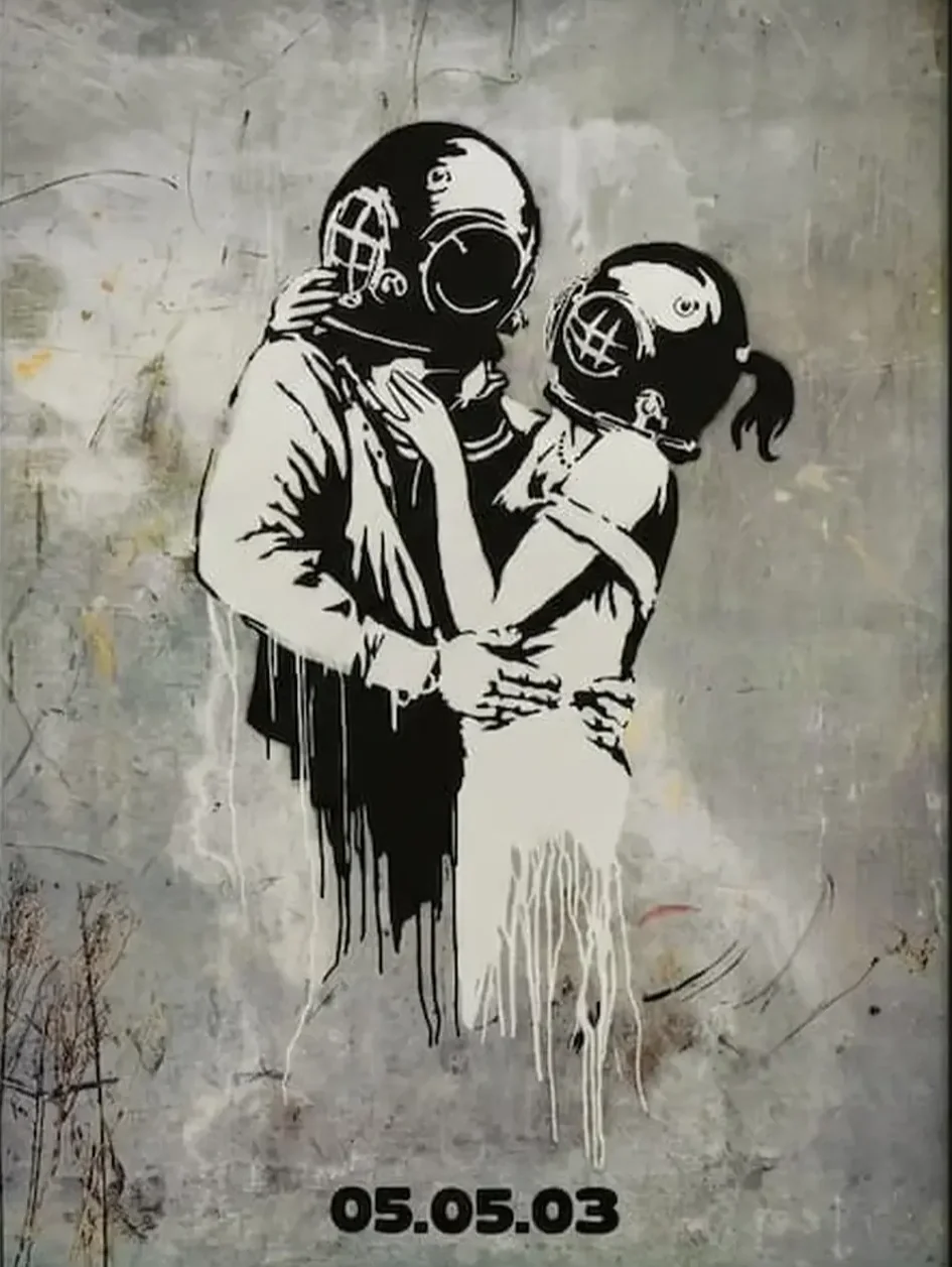 unbranded street poster blue backed paper 150 cm by banksy its only paper