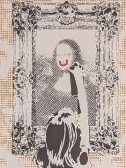 a closer look at mona lisa with a smile print by the dotmasters its only paper