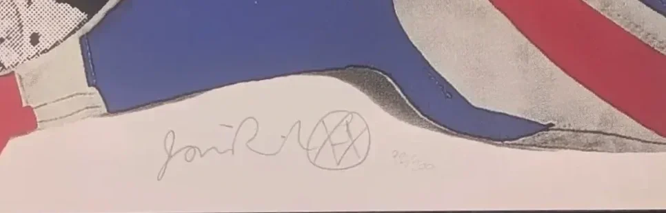 jamie reids hand written signature in pwncil with edition details and shamanic glyph drawing its only paper