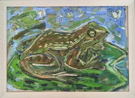 Billy Childish Pond Frog oil painting