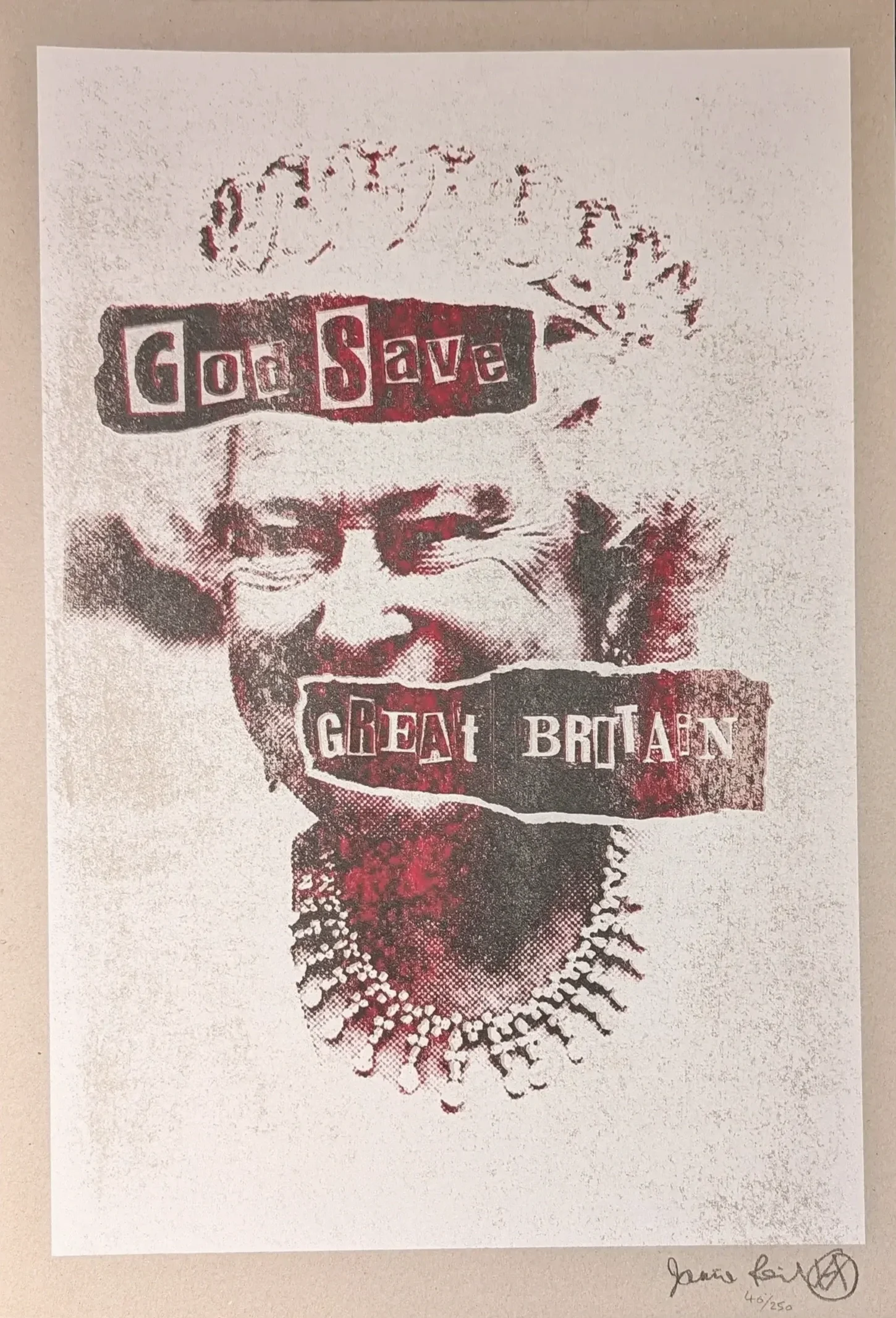 God save Great Britain handmade screen print by Jamie Reid its only paper