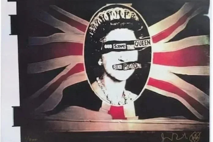 Jamie Reid God Save The Queen GSQT some more detail of the waving union jack.