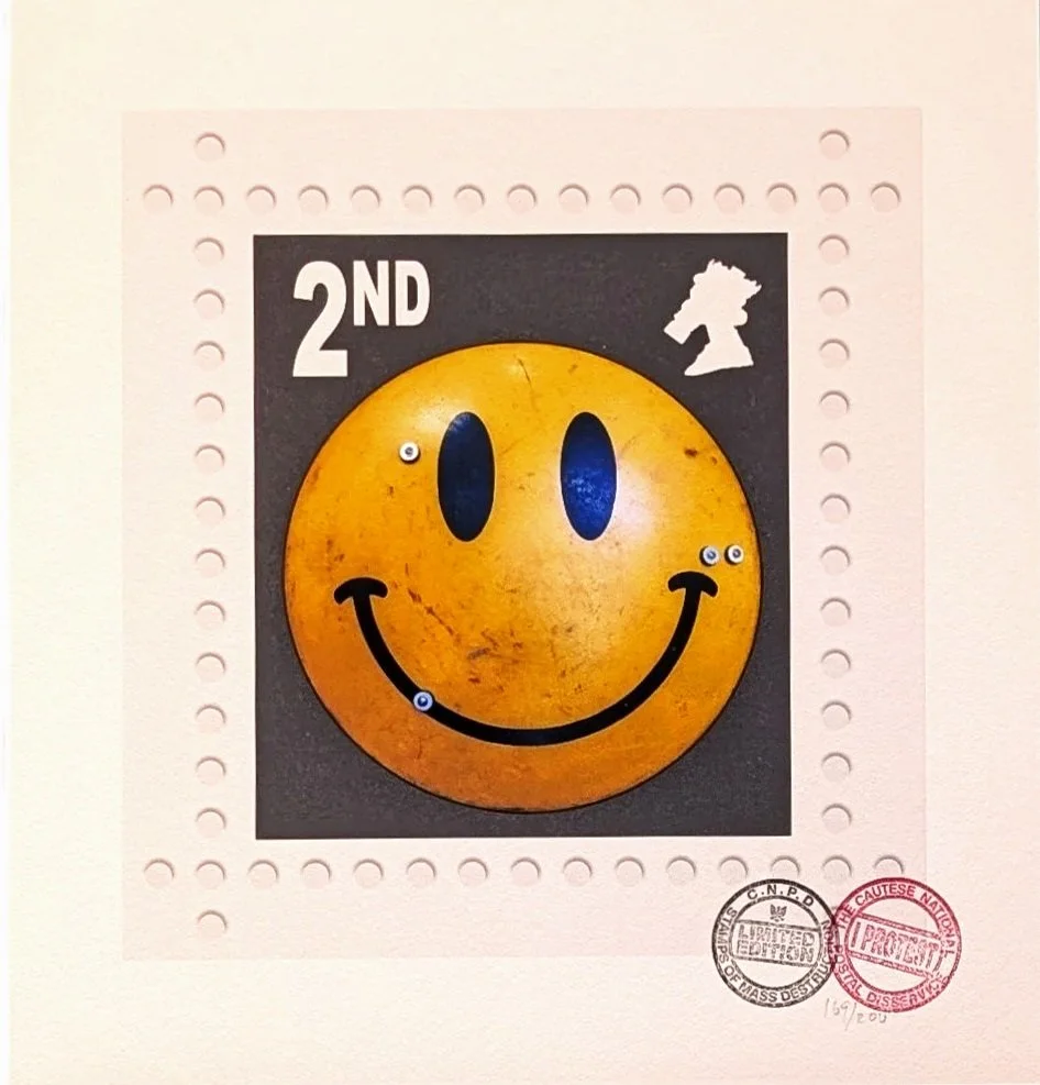 James Cauty  2nd  Smiley Riot Shield limited edition stamped official L13 released giclee its only paper