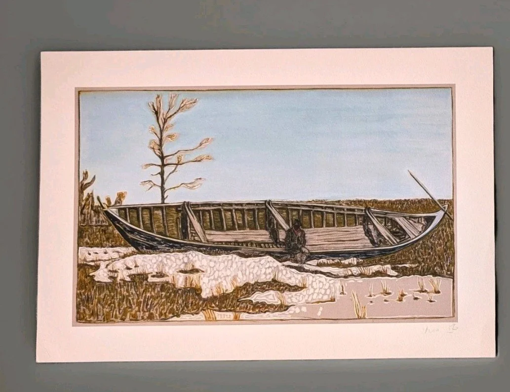 Close up view of archival giclee by billy childish