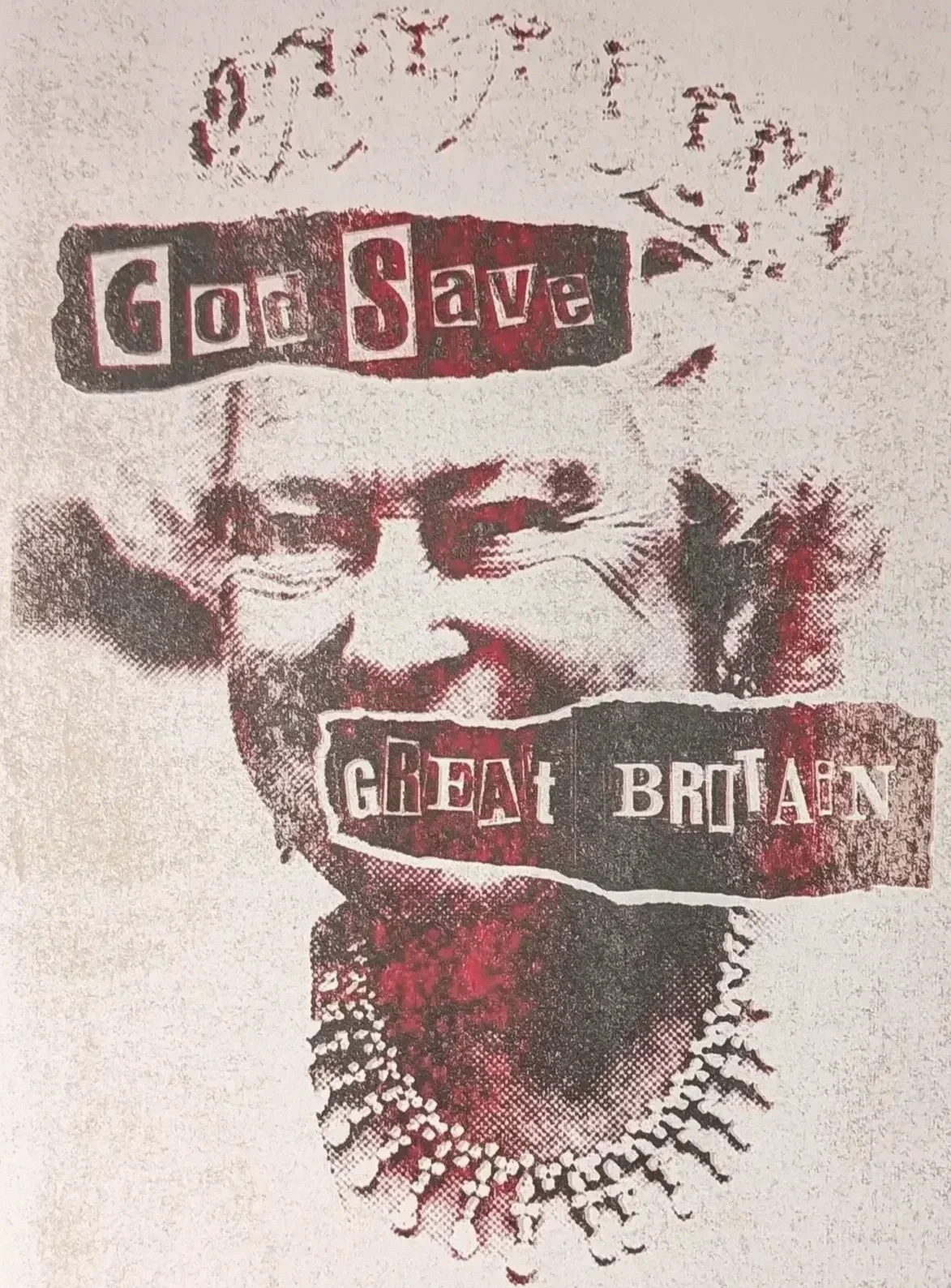 made by the L13 gallery queen in blood diamonds the sex pistols artist jamie reid its only paper