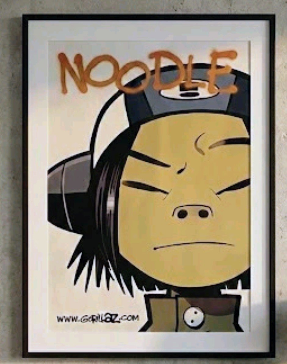 Cartoon character Gorillaz Noodle by Jamie Hewlett large format lithigraph