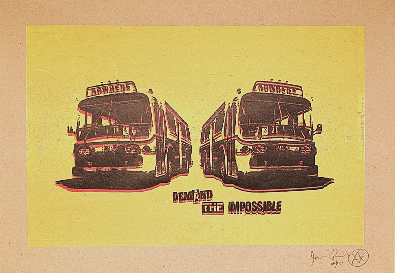 Jamie Reid Nowhere Buses Serigraph