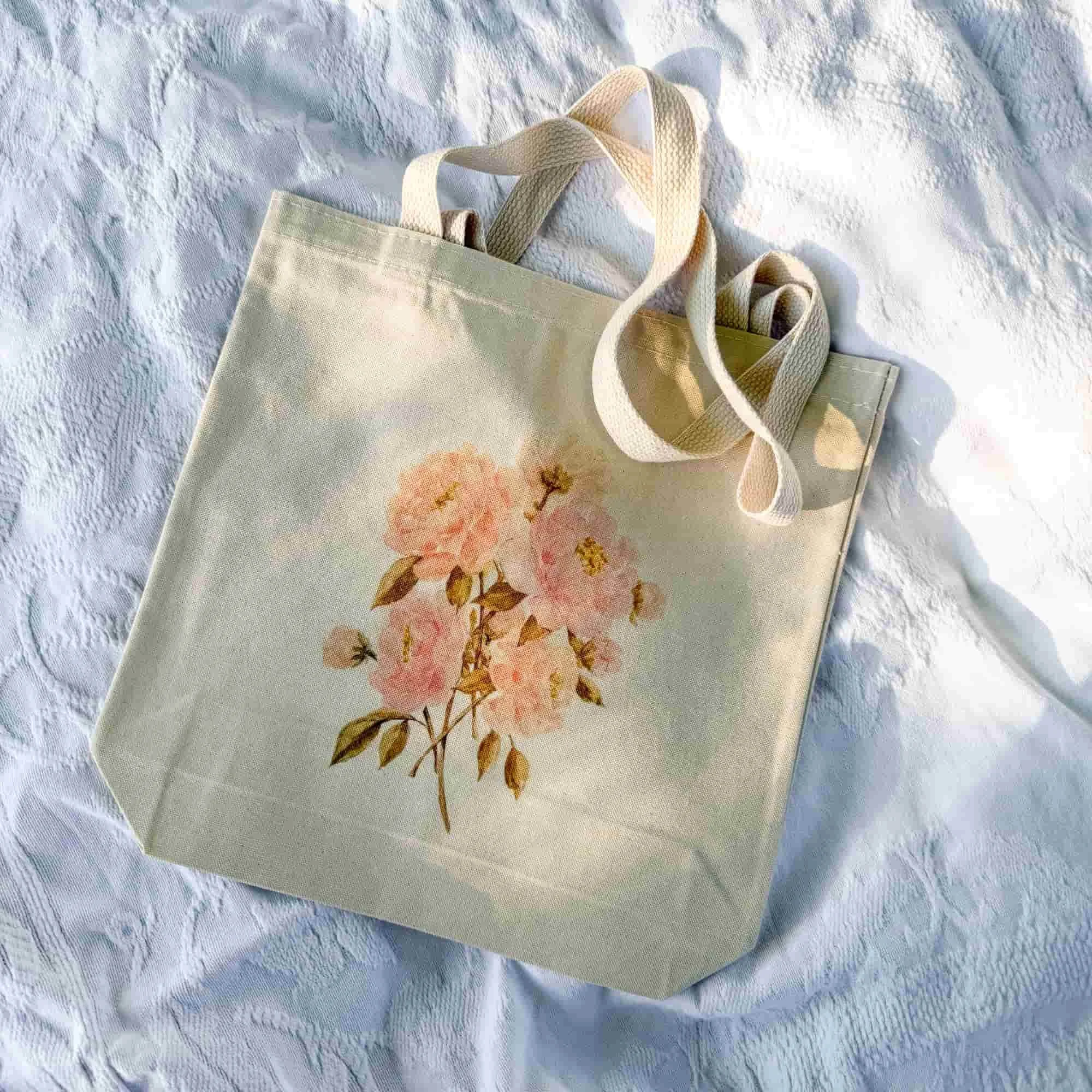 Pink Peonies Tote Bag — handmade hostess gift for her by Indiana artist Jess — artandhomeco